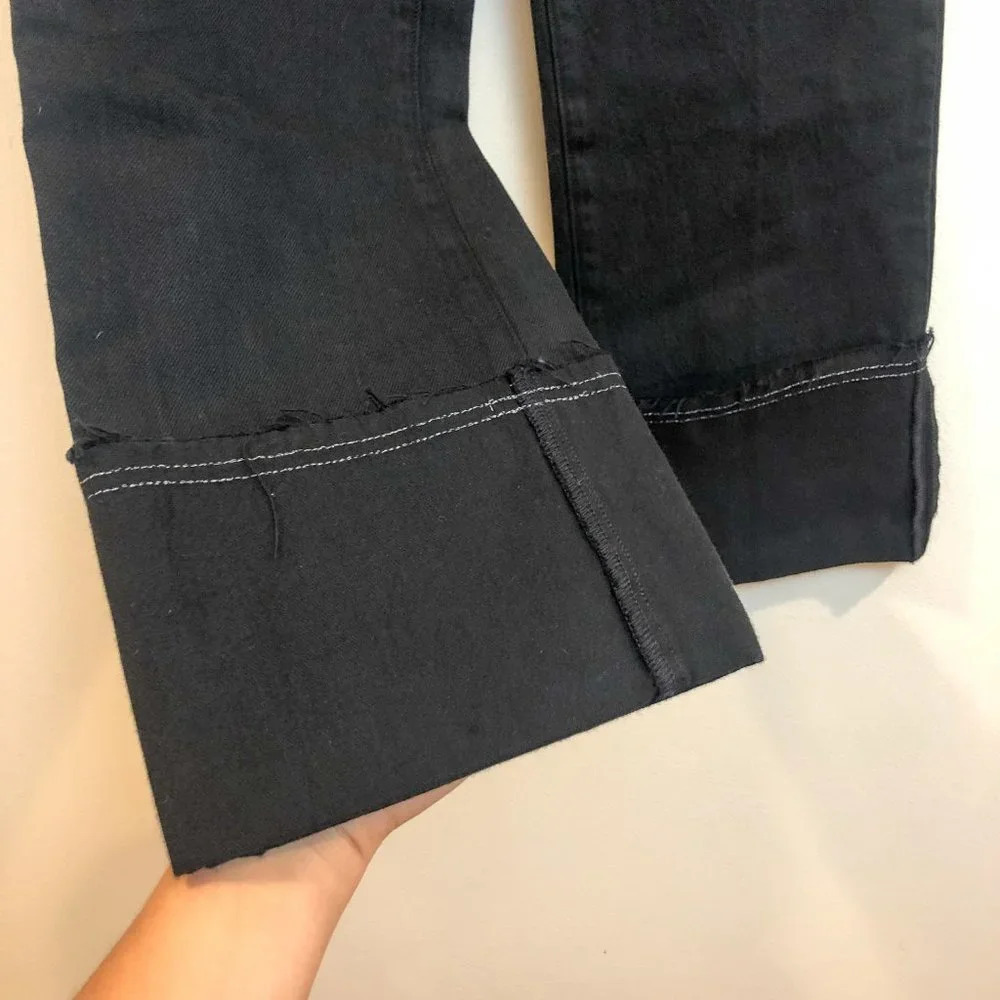 NEW JBRAND Joan Crop Super High-Rise Wide Straight Black Denim Jeans Women's 24 - Picture 4 of 10